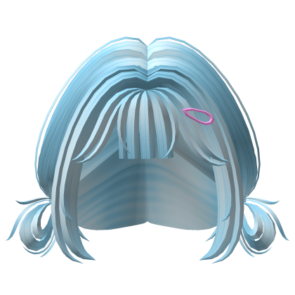 Blue Kawaii Mini Pigtails with Pink Hair Clip