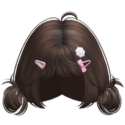 ♡ Cute Loose Low Mini Buns w Hairclips (Brown) Roblox item