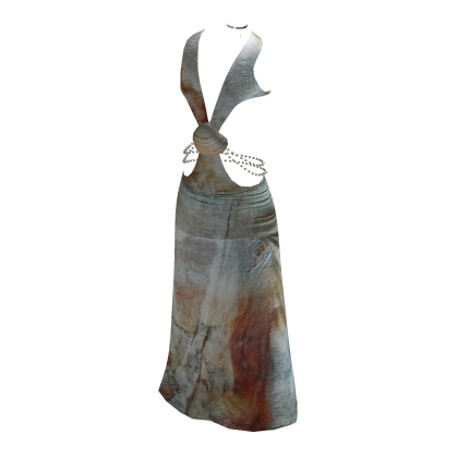 Backless Seashell Maxi Dress Rust thumbnail