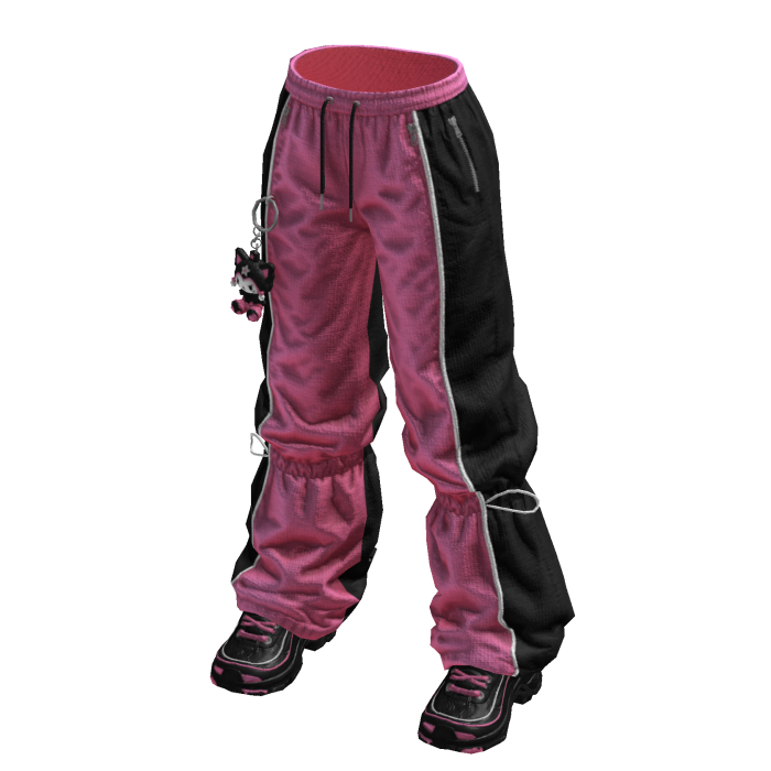 Black & Pink Baggy Pants w/ Shoes
