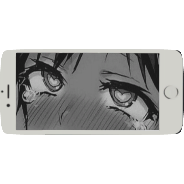 Anime girl eyes cellphone