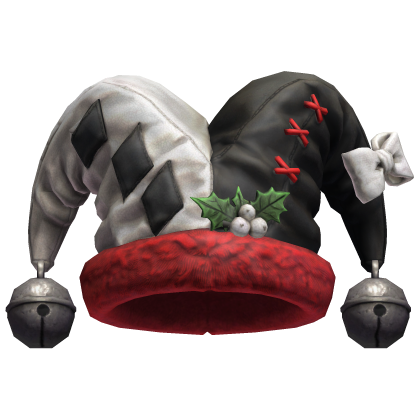 White Black Christmas Jester Hat