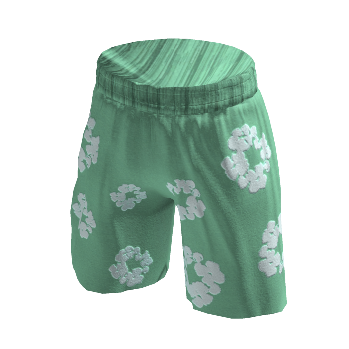 Green Floral Shorts