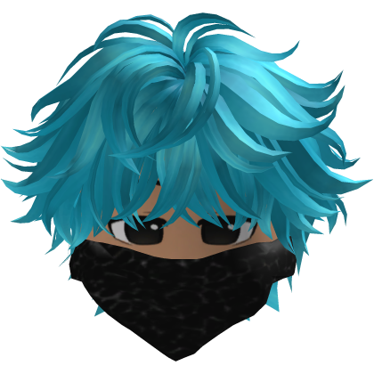 Anime Cute Hair with Y2K Mask (Cyan) 