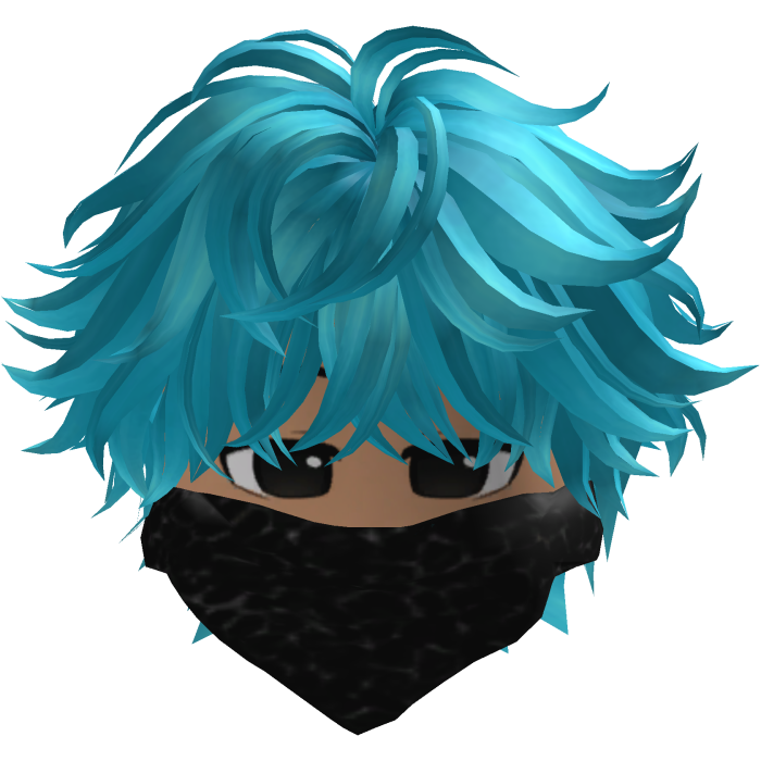 Anime Cute Hair with Y2K Mask (Cyan) 