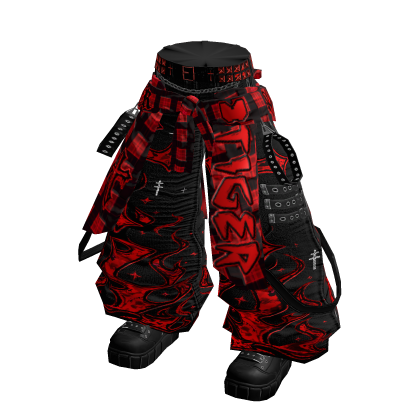 Red Cyber Baggy Jeans & Flannel