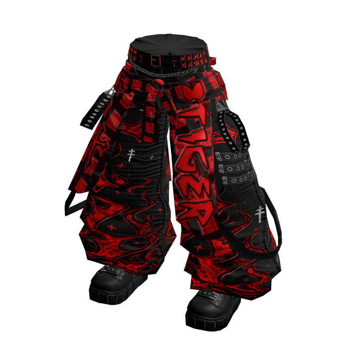 Red Cyber Baggy Jeans & Flannel