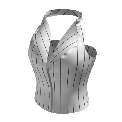 sleeveless pin striped halter crop tank top White thumbnail