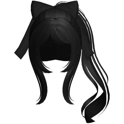 adorable curly princess ponytail w bow black Roblox item