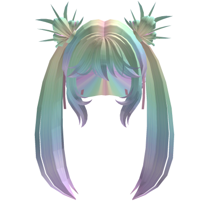 Long Rainbow Hair With Two Tails