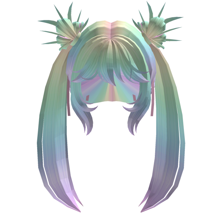 Long Rainbow Hair With Two Tails