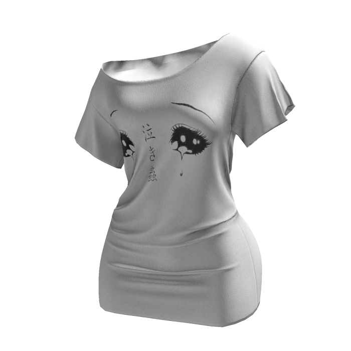 桜 off shoulder silk t-shirt dress eyes