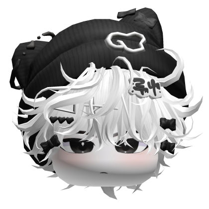 Messy Anime Hair w/ Cat Beanie (White) Roblox item