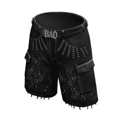 Black Baggy Rhinestone Jorts