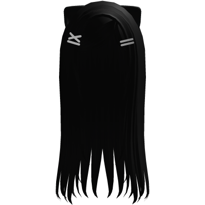 ♡ straight long goth moe cat hair (black)