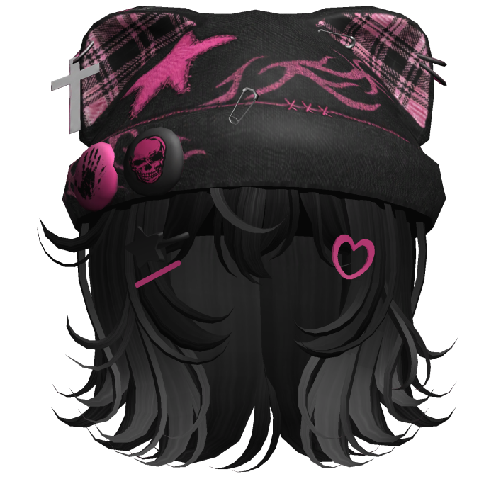 Black Streetwear Y2K Beanie Girl Hair