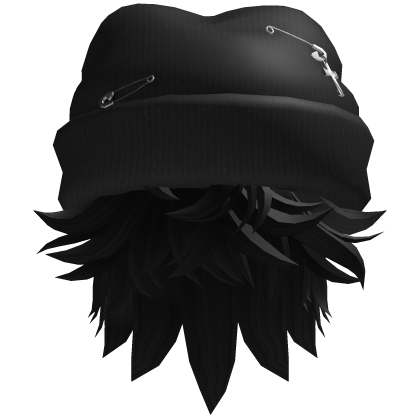 Black Messy Emo Boy Hair + Y2K Beanie Roblox item