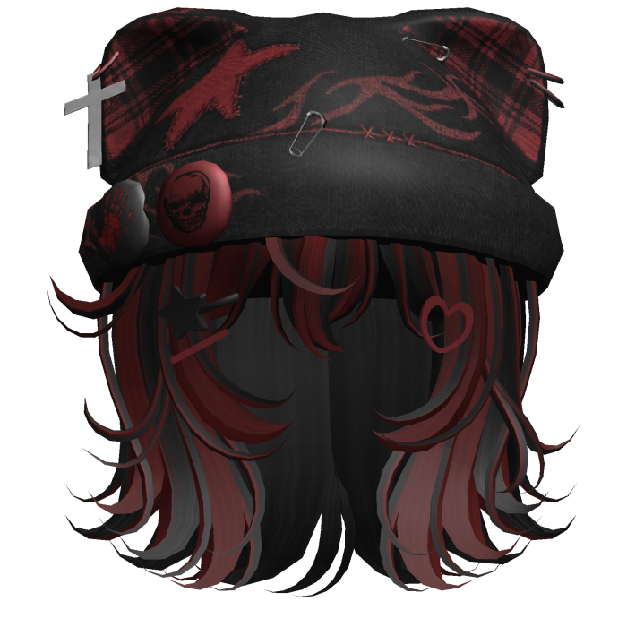 Black&Red Streetwear Y2K Beanie Girl Hair