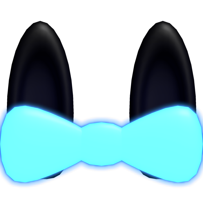 (GLOWING) adorable black bunny ears w blue bow