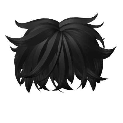 (Black) Fluffy Sleek Anime Messy Boy Hair  Roblox item