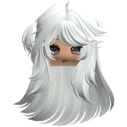 Fluffy long Cute white Y2K emo hair Roblox item