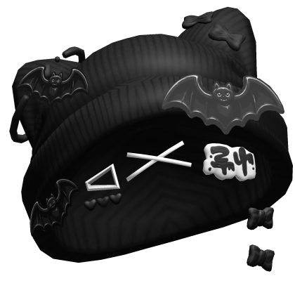 Spooky Bats Halloween Beanie w/ Hairclips
