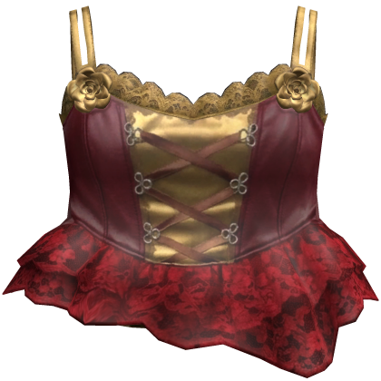 Red Gold Rose Corset Top