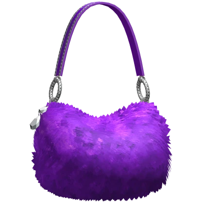 Cute Purple Y2K Gyaru Fluffy Fur Handbag • DD33 Roblox item render
