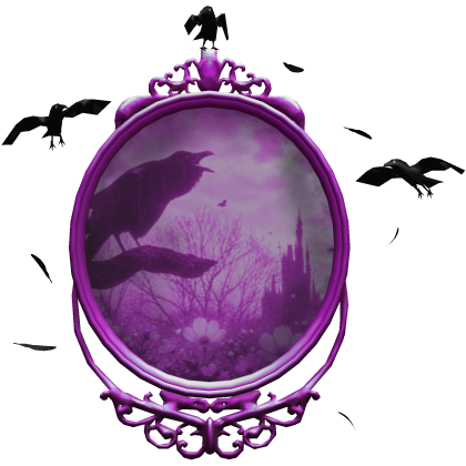 Crow Purple Bird Feather Haunted Halloween Mirror