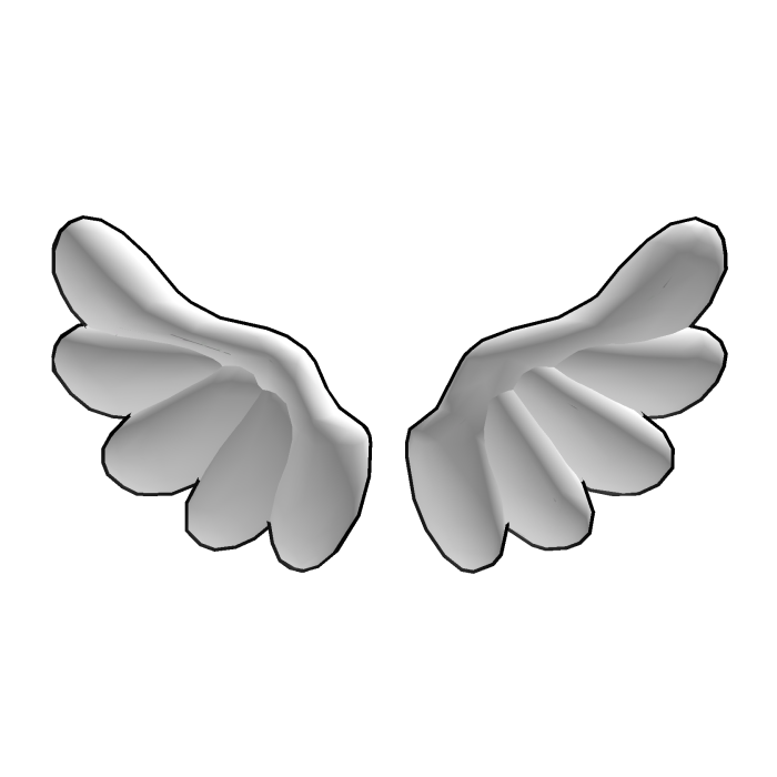 cartoony cutesy chibi white glowing neon wings