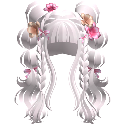 Blossoming Angelic Floral Curly Pigtails Pink
