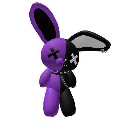 Huge Purple and Black Fluffy Bunny Plushie thumbnail