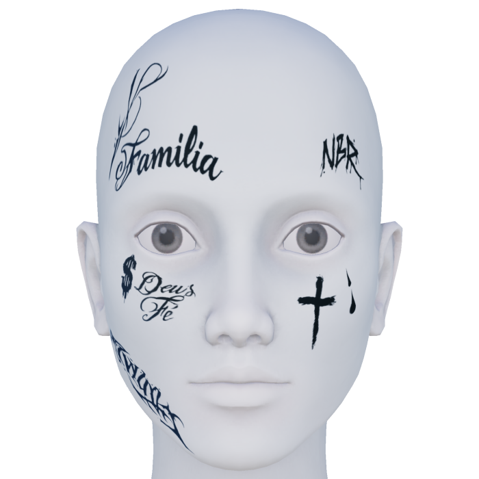 Cursive Gangster Face Tattoos