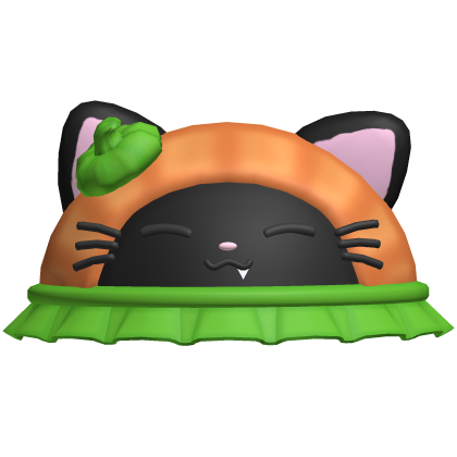 ♡ : cute black pumpkin kitty bucket hat