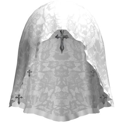 [SET] White Gothic Lace Veil w/ Charm