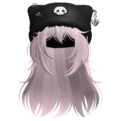Emo Kawaii Skull Beanie W/ Wolfcut Pink