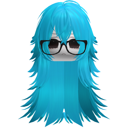Vkei Moe Cyan Messy Long Hair /w Glasses