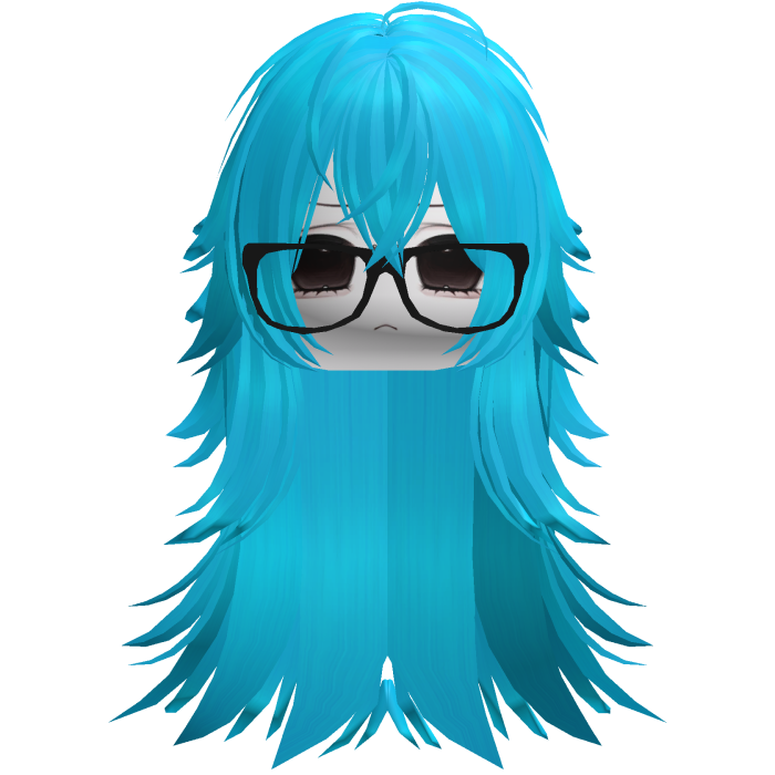 Vkei Moe Cyan Messy Long Hair /w Glasses