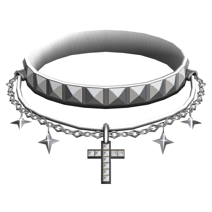 White Gothic Choker w Layered Necklaces Studded Roblox item