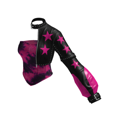 ✧♡✧ Pink Black Coquette Star Corset Jacket Top thumbnail