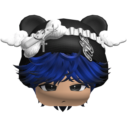 Cute black and blue hair Cat Cap Anime Y2k
