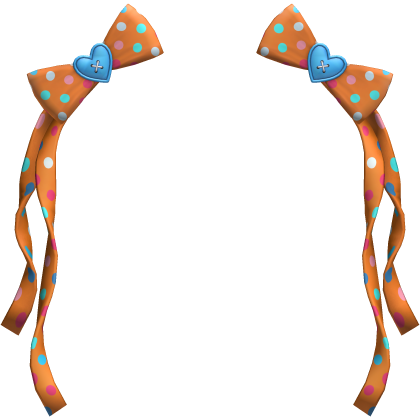 (15) Orange/Sky Blue Polka Bows w Ribbons  Roblox item