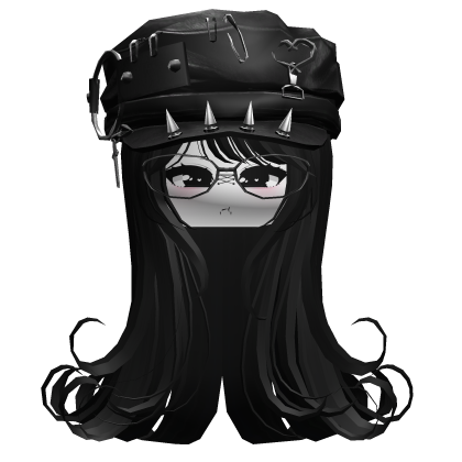 Swirly Curls W/ Emo Punk Cap (Black)