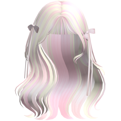 coquette wavy pink blonde hair w/ ribbons Roblox item