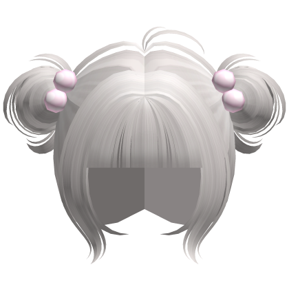 ♡ kawaii messy bun ash blonde hair w pink clips Roblox item