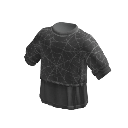 Goth Spiderweb Layered T-Shirt (Dark Gray)