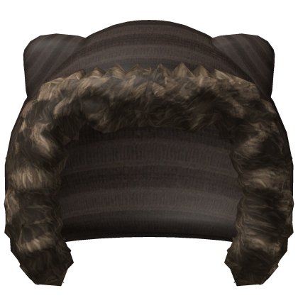 striped dark brown cat fur hood hat Roblox item