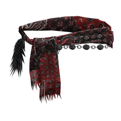 Black Red Paisley Emo Ornamental Waist Cloth Scarf thumbnail