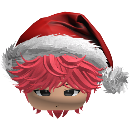 Messy Fluffy Pink Red Hair a Santa Hat Y2k Roblox item