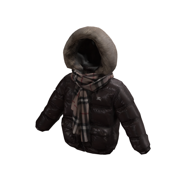 Bear Puffer Jacket With Scarf